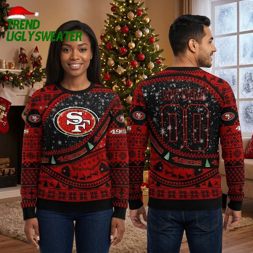 San Francisco 49ers Logo Snowflake Reindeer Ugly Christmas Sweater
