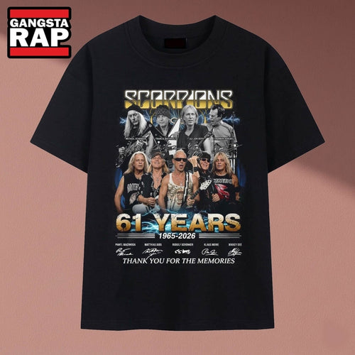 Scorpions Band 61 Years 1965 2026 Signatures Rock Vintage T Shirt, Music 2D Shirt