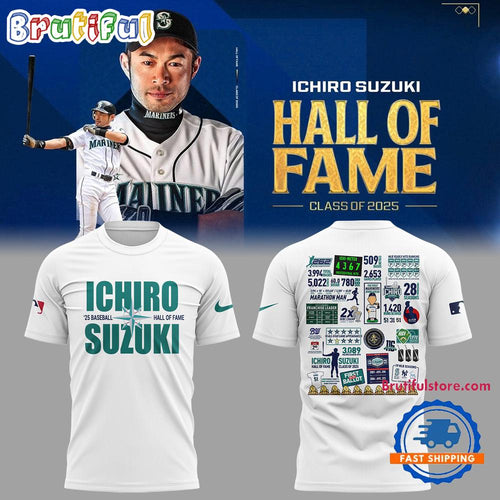 Seattle Mariners ICHIRO x Hall Of Fame 2025 3D Shirt