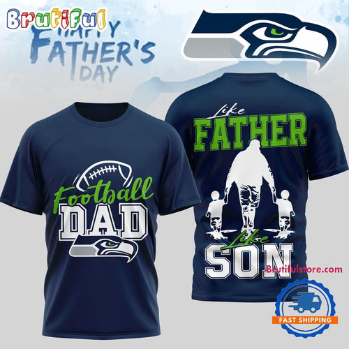 Seattle Seahawks 2026 NFL Happy Father Day New Design 3D T Shirt