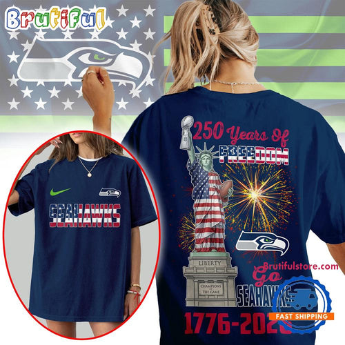 Seattle Seahawks 2026 NFL Statue Of Liberty 250th Anniversary Unisex 3D Shirt
