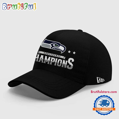 Seattle Seahawks Navy Blue 2025 NFC Champions Locker Room Trophy Collection Classic Cap