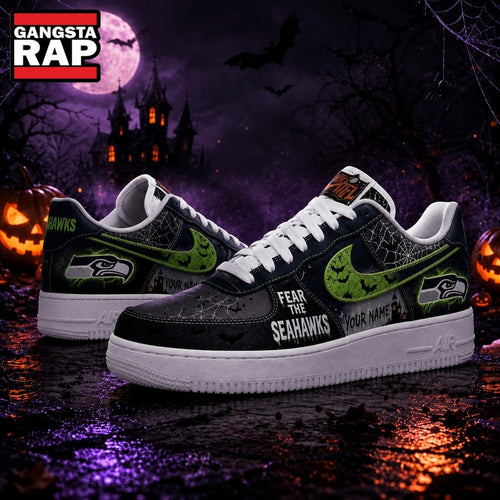 Seattle Seahawks NFL Fear The Team Halloween Air Force 1 Shoes Sneakers
