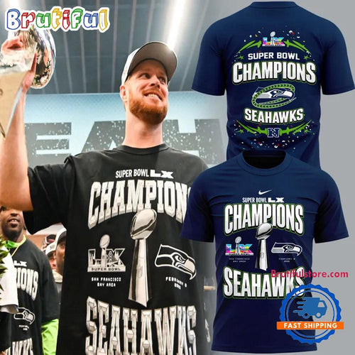Seattle Seahawks Super Bowl LX Champions Locker Room Trophy Collection Authentic T Shirt