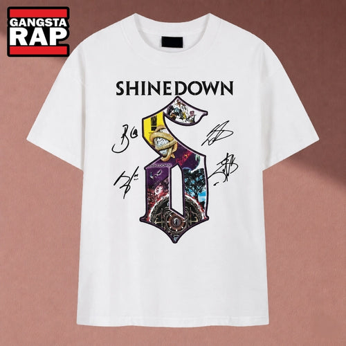 Shinedown Band Logo Collage Vintage Graphic T Shirt, Music 2D Shirt