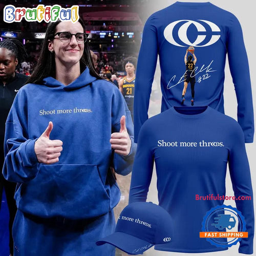 Shoot More Threes Caitlin Clark Logo And Signatures 2026 Exclusive Long Sleeve Shirt