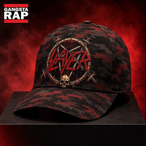 Slayer Crimson War Camo Classic Cap, Trendy Music Baseball Cap