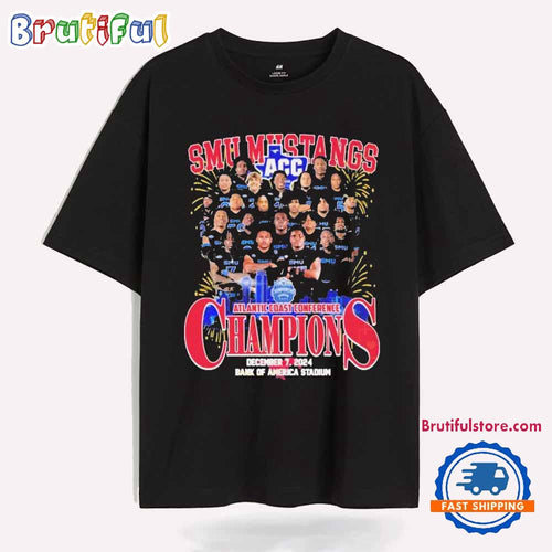 SMU Mustangs Atlantic Coast Conference Champions 2024 Bank of America Stadium T Shirt