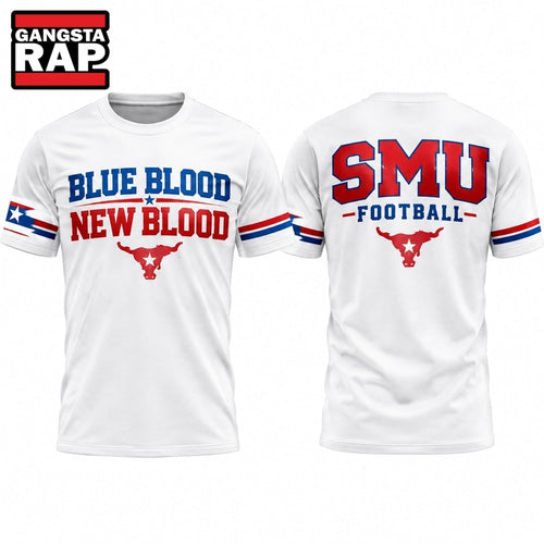 SMU Mustangs Football Blue Blood New Blood 2026 T Shirt