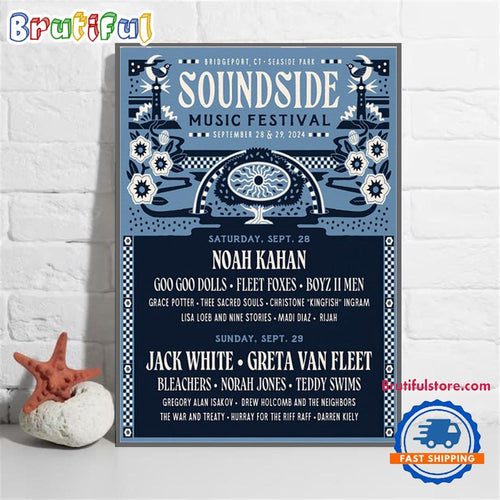 Soundside Music Festival September 28-29 2024 Live In Bridgeport CT Event Wall Art Poster Canvas