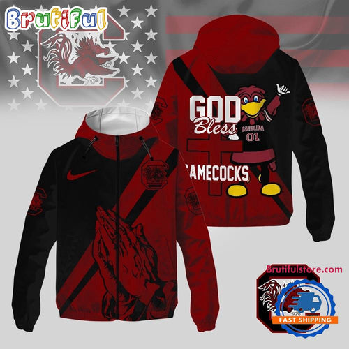 South Carolina Gamecocks 2025 NCAA God Bless My Team Windbreaker Jacket