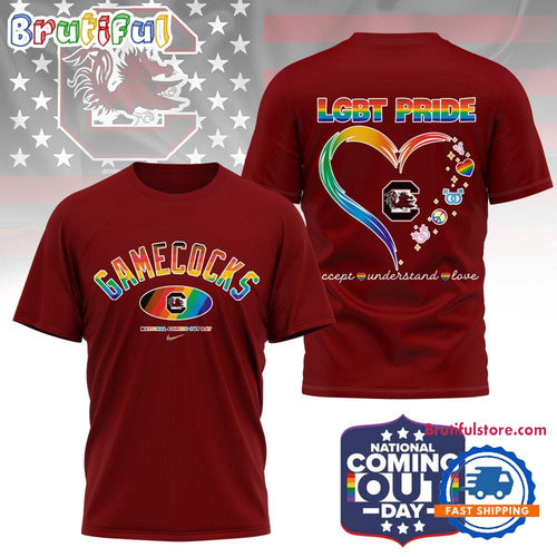 South Carolina Gamecocks 2025 NCAA National Coming Out Day LGBT Pride Unisex 3D Shirt