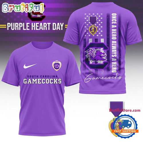 South Carolina Gamecocks NCAA National Purple Heart Day Unisex 3D Shirt