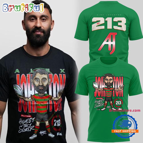 South Sydney Rabbitohs Alex Johnston Record Breaker 3D Shirt