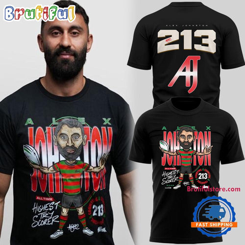 South Sydney Rabbitohs Alex Johnston Record Breaker Limited Edition T Shirt