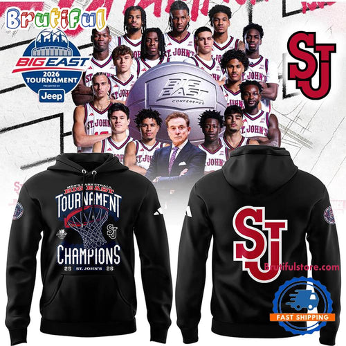 St John’s Red Storm Men’s Basketball 2026 Big East Tournament Champions New Design Hoodie T-Shirt