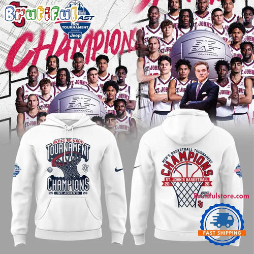 St John’s Red Storm University Men’s Basketball 2026 Big East Champions Limited Edition White Hoodie