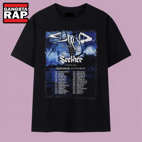 Staind and Seether Break The Cycle Tour Hoobastank Hinder Concert T Shirt, Music 2D Shirt
