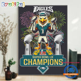 Super Bowl LIX 2024 2025 Champions Philadelphia Eagles Mascot Winner Wall Art Poster Canvas