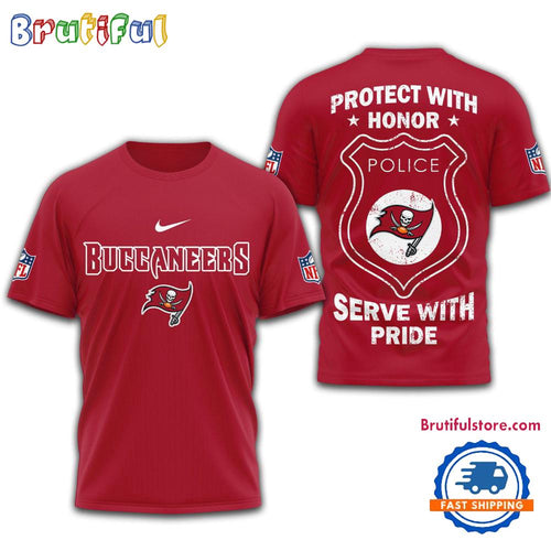 Tampa Bay Buccaneers Protech With Honor Police Serve With Pride 3D Shirt