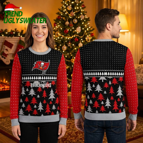 Tampa Bay Buccaneers Skull Logo Christmas Tree Pattern Ugly Christmas Sweater