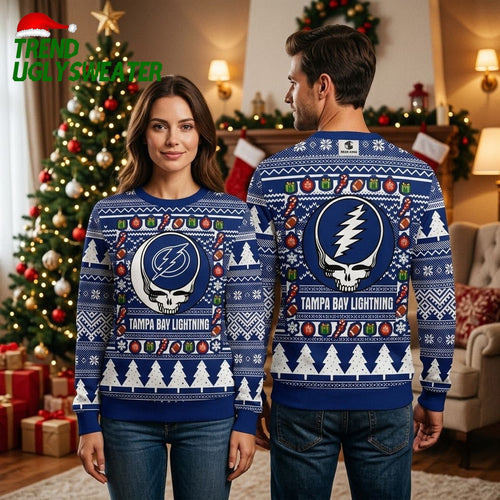 Tampa Bay Lightning Grateful Dead Skull Logo Ugly Christmas Sweater