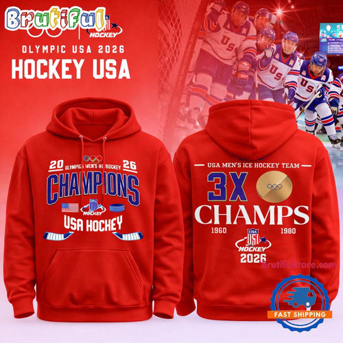 Team USA 2026 Olympic Men’s Ice Hockey Champions Limited Edition Red Hoodie T-Shirt