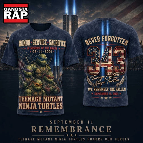 Teenage Mutant Ninja Turtles 911 Tribute Twin Towers and 343 Printed 3D Shirt