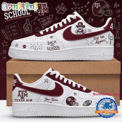 Texas A&M Aggies 2026 NCAA Football Back To School Air Force 1 Shoes Sneakers