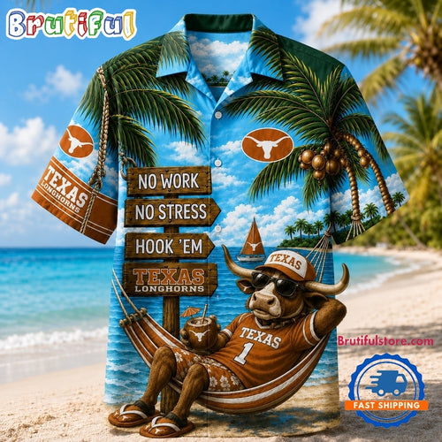 Texas Longhorns NCAA No Work No Stress Hawaiian Shirt
