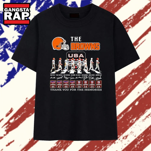 The Cleveland Browns Legends Leroy Kelly Jim Brown and Team Signature T Shirt