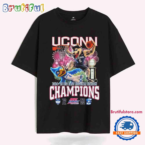 UConn Huskies Creighton Bluejays 2024-2025 Big East Regular Season Champions Mascot T-Shirt