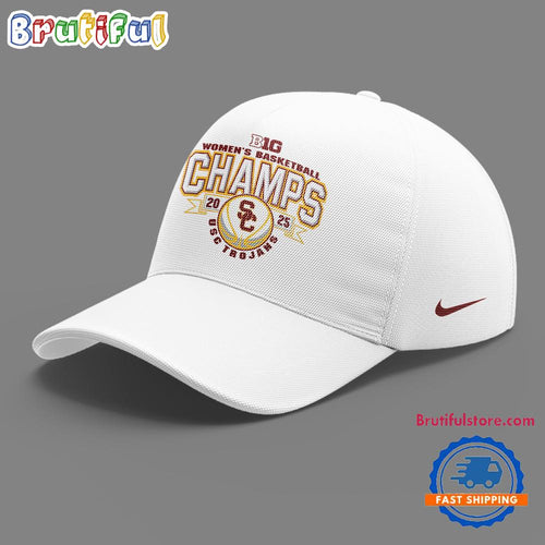 USC Trojans Women’s Basketball 2025 Champions Team Graphics White Cap