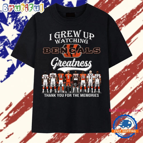Vintage Cincinnati Bengals I Grew Up Watching Greatness Signatures T Shirt