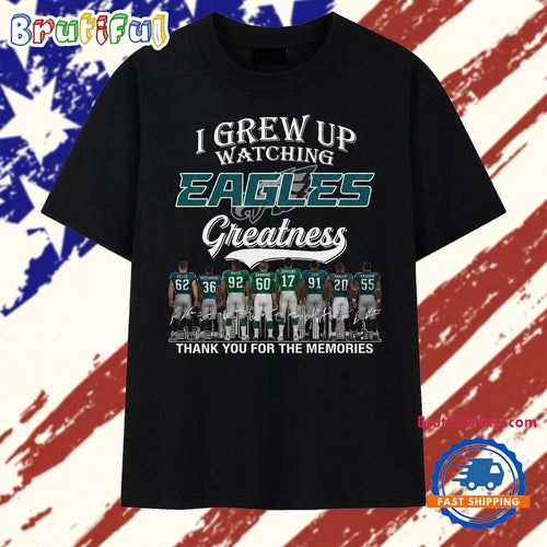 Vintage I Grew Up Watching Philadelphia Eagles Greatness Legends Signatures 2026 T Shirt