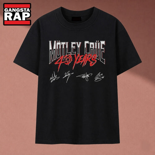 Vintage Motley Crue 40 Years Anniversary Band Signatures T Shirt , Music 2D Shirt