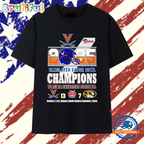 Virginia Cavaliers 2025 Taxslayer Gator Bowl Champions score helmet T Shirt