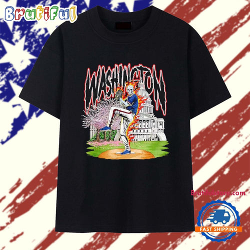 Washington Baseball Skeleton Player T Shirt