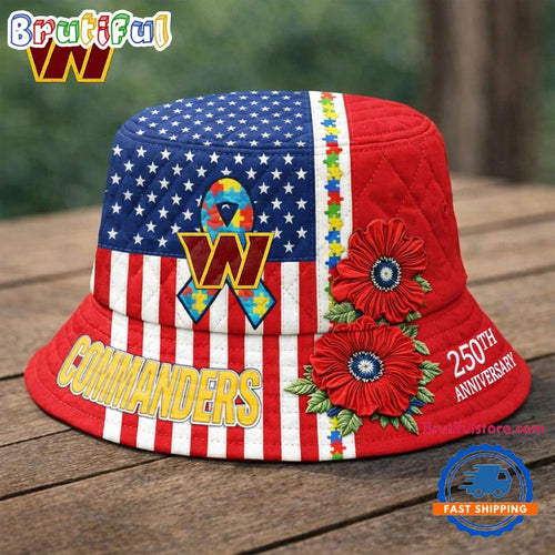 Washington Commanders NFL Autism America 250th Anniversary Bucket Hat