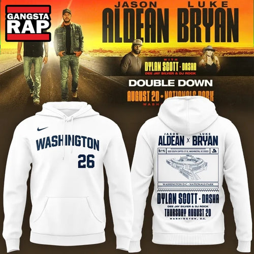 Washington Nationals x Jason Aldean And Luke Bryan 2026 Limited Edition White Hoodie T-Shirt