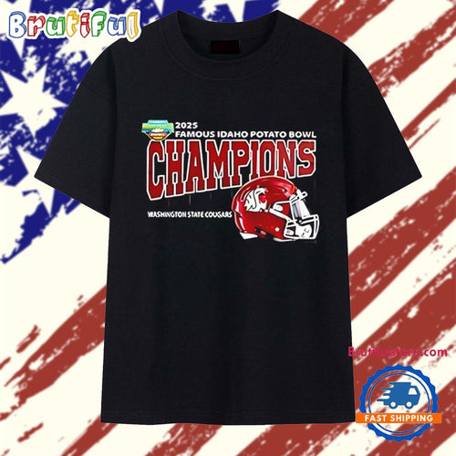 Washington State Cougars 2025 Famous Idaho Potato Bowl Champions helmet T Shirt