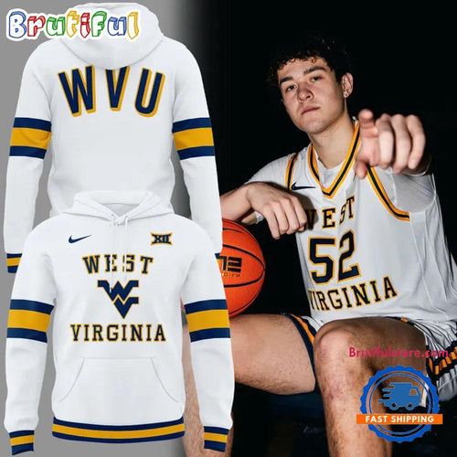 West Virginia Mountaineers Basketball Throwback Uniform 2026 White Hoodie Shirt