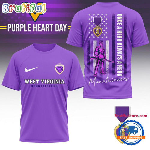West Virginia Mountaineers NCAA National Purple Heart Day Unisex 3D Shirt