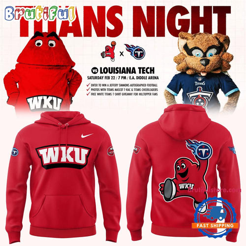 Western Kentucky Hilltoppers Tennessee Titans Night Red Hoodie T-Shirt
