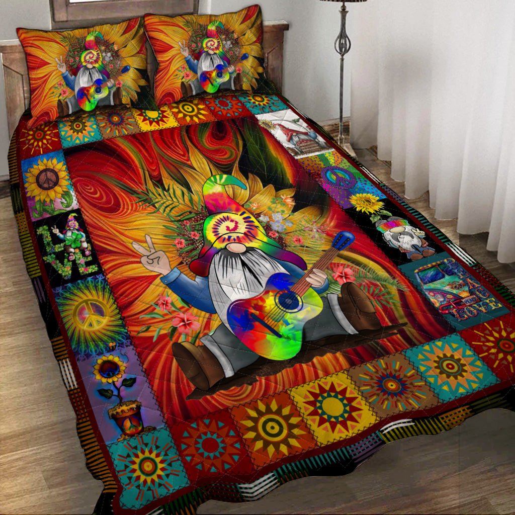 Hippie Quilt Bedding Set - Lively Color Quilted Bed Cover