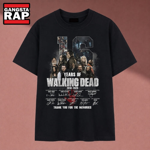 16 Years Of The Walking Dead 2010 2026 Signatures Cast T Shirt, Music 2D Shirt
