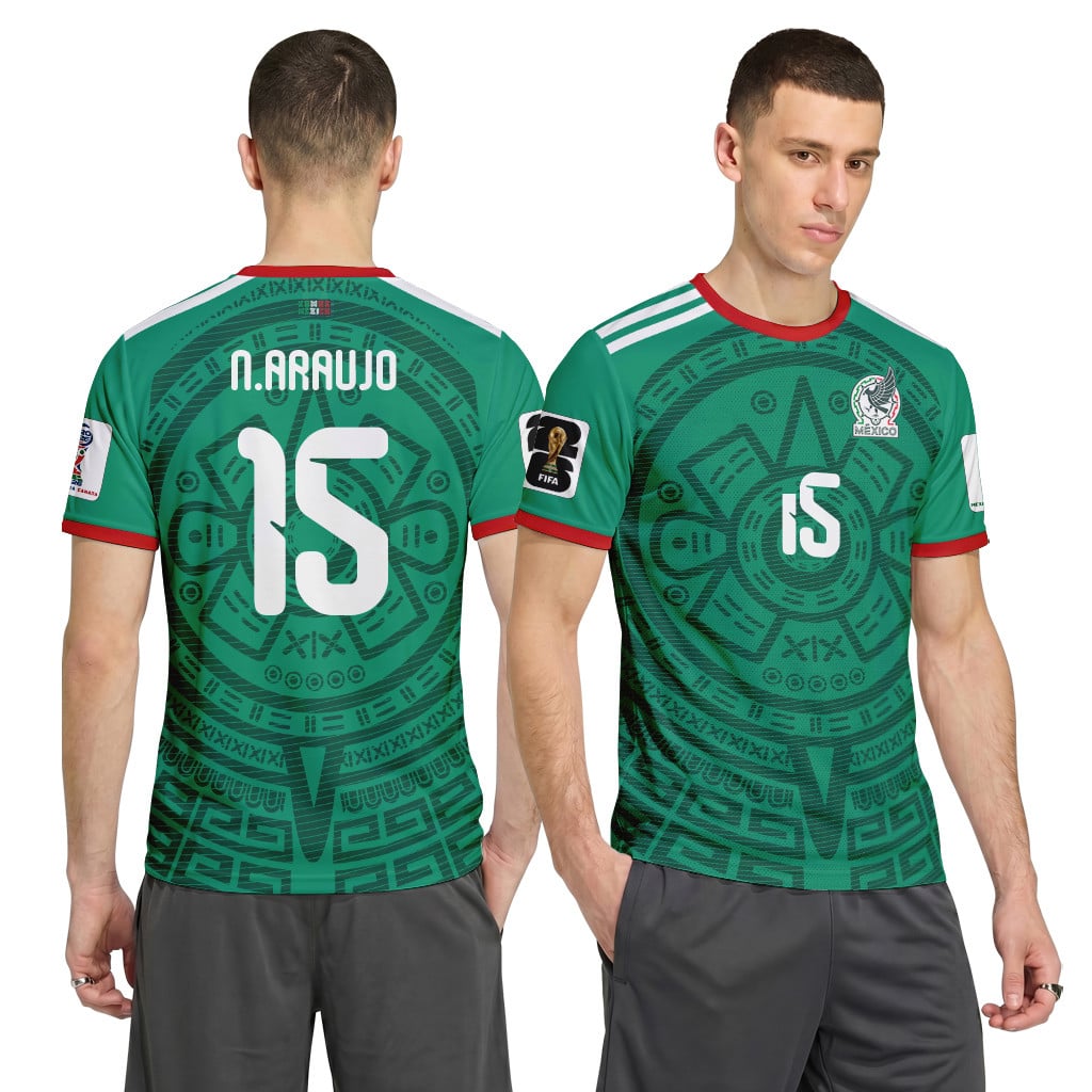 N?stor Araujo 15 AOP T-Shirt 2026 World Cup Mexico Home