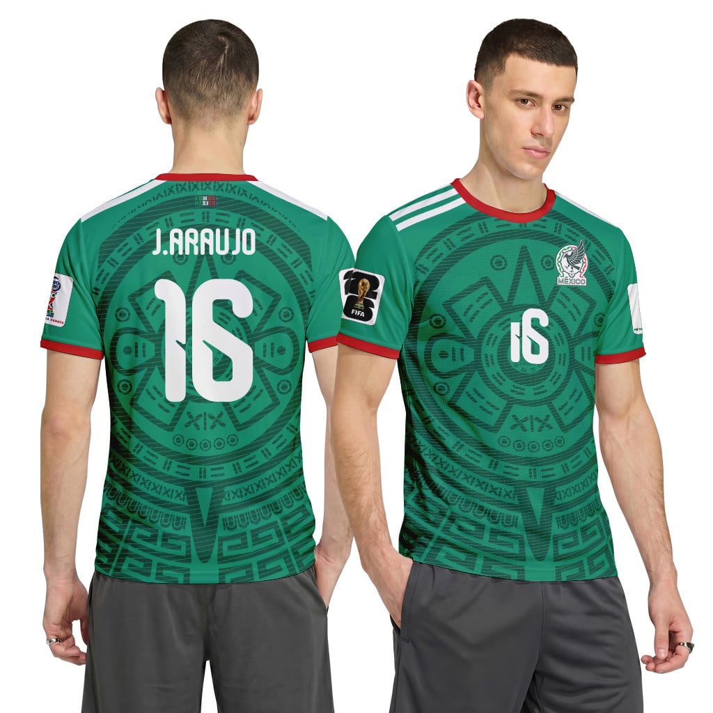 Juli?n Araujo 16 AOP T-Shirt 2026 World Cup Mexico Home