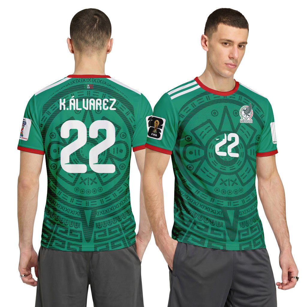 Kevin ?lvarez 22 AOP T-Shirt 2026 World Cup Mexico Home