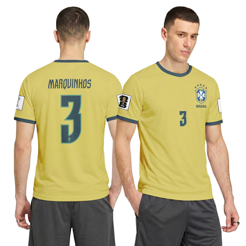 Marquinhos 3 2026 World Cup Brazil Home AOP T-Shirt